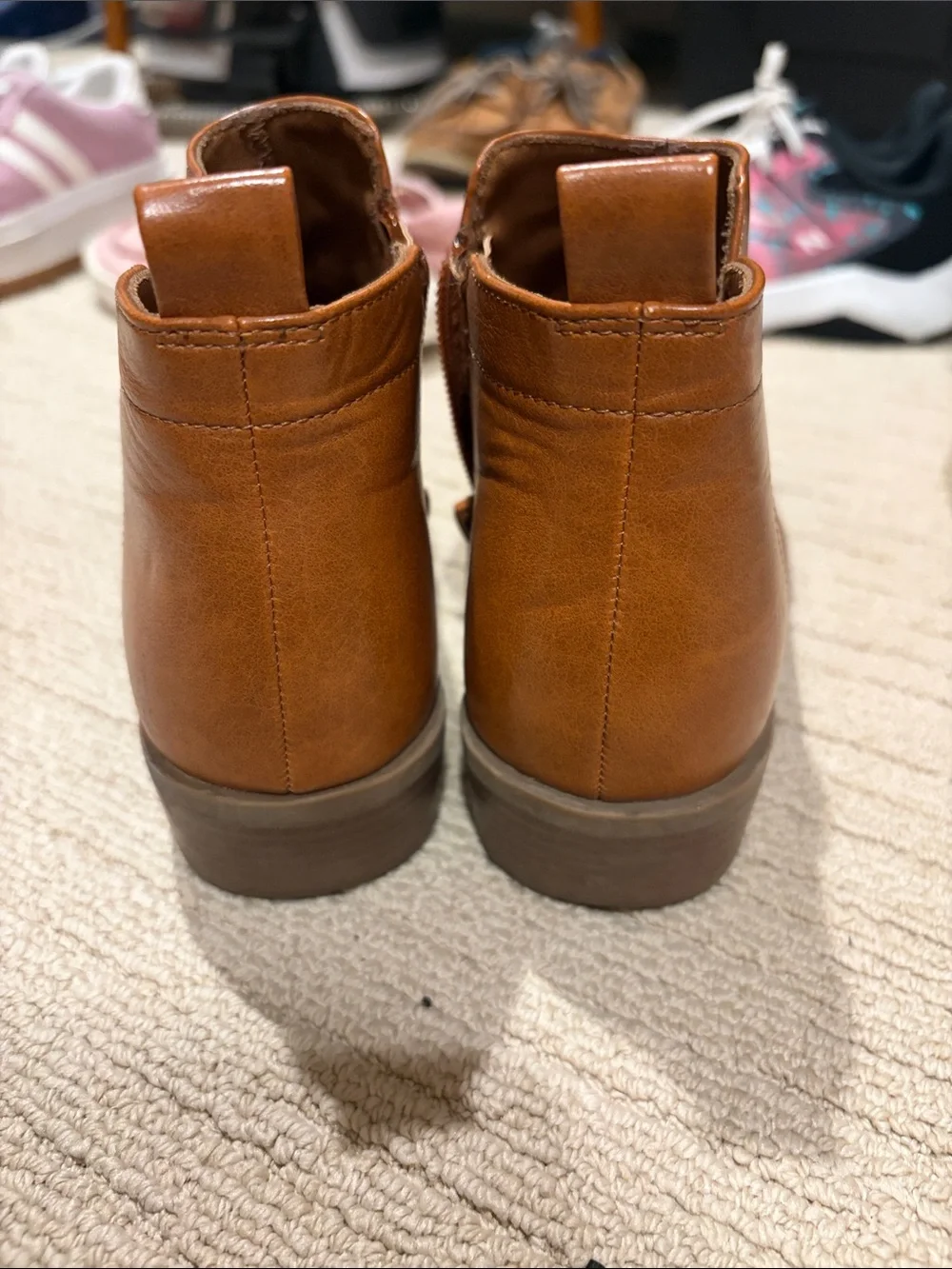 wonder nation Kids Tan Brown Ankle Boots with Side Zip